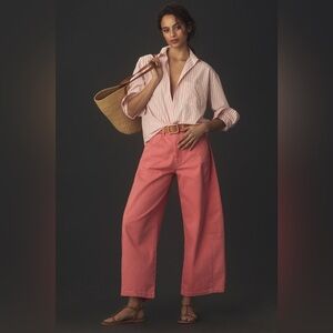 Pilcro Wide-Leg Coral Pink Jeans